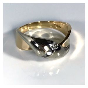 14KT .28 CARAT DIAMOND SOLID YELLOW & CHAMPAGNE GOLD BYPASS RING